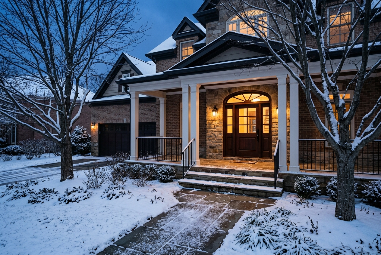 The same entryway before lighting